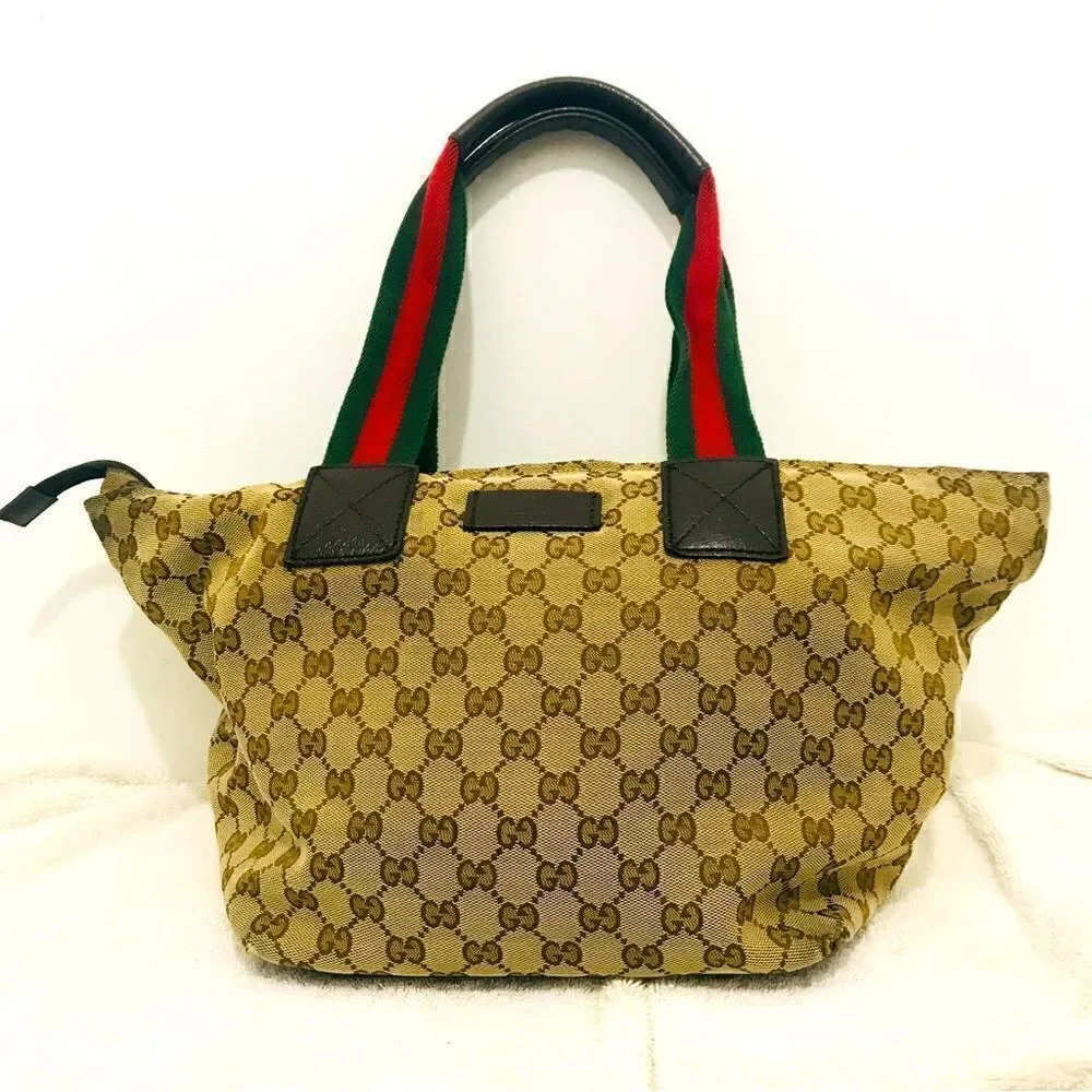 Gucci Gg canvas tote with web straps